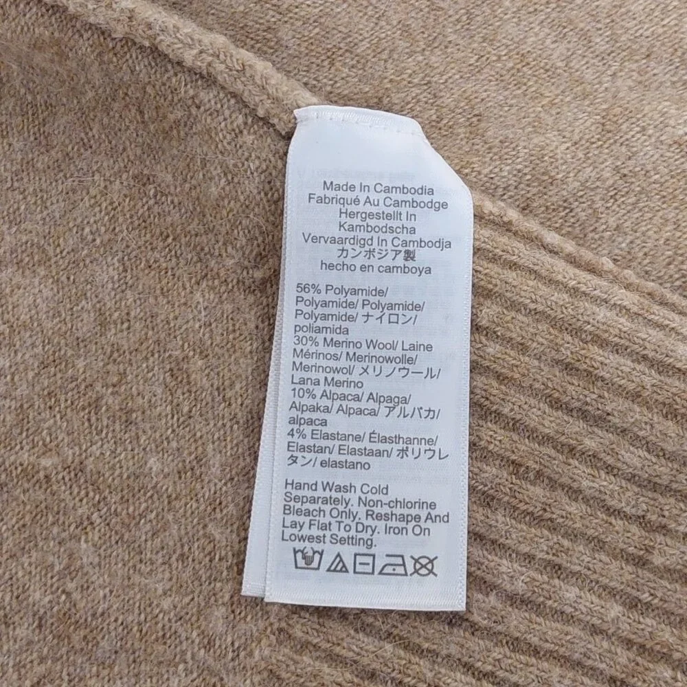 J. Crew Cappuccino Tan Wool-blend Polo Collar V-Neck Sweater Size XS/S - Picture 9 of 10